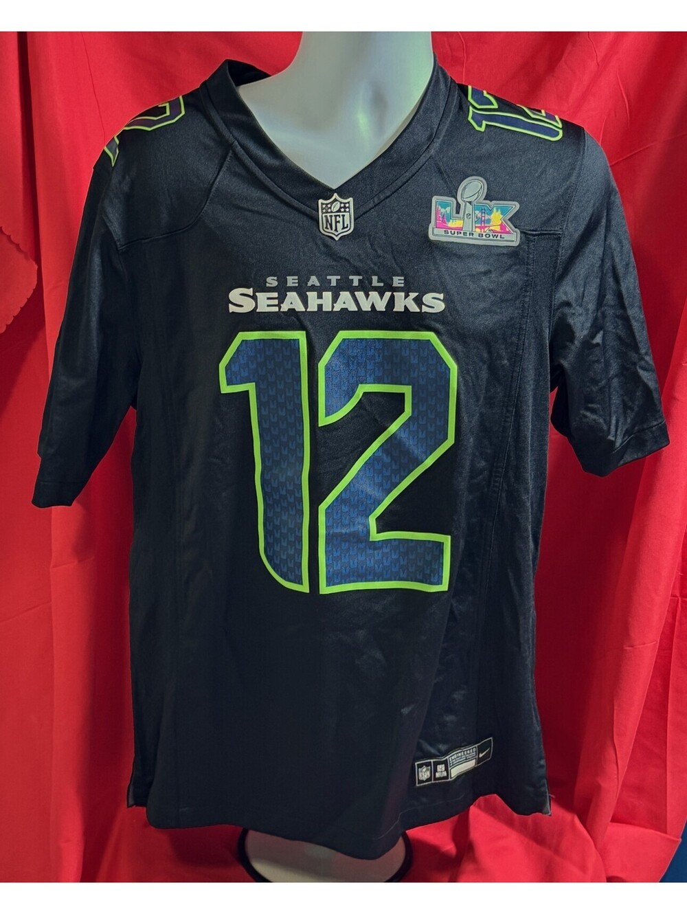 Seattle Seahawks #12 "Fan" Carbon Fashion Jersey Super Bowl LX Patch Mens M NWT